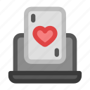 online casino, card, hearts, laptop