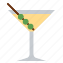 alcohol, beverage, cocktail, glass, olive