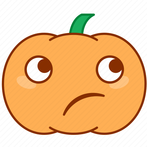 Doubt, emoticon, emotion, pumpkin, sticker, thinking, uncertain icon - Download on Iconfinder