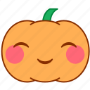 emoticon, emotion, happy, pumpkin, shy, smile, sticker 