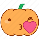 emoticon, emotion, heart, kiss, love, pumpkin, sticker 