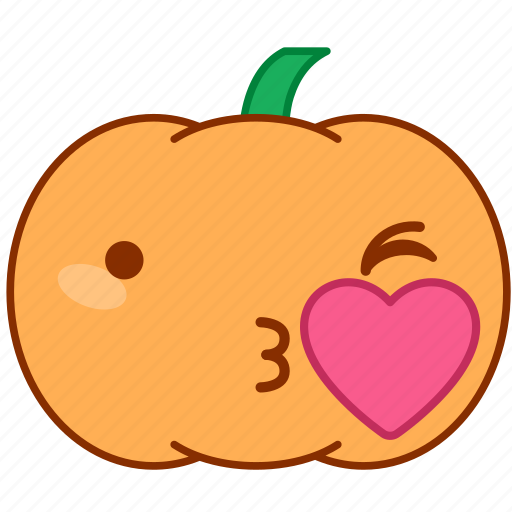 Emoticon, emotion, heart, kiss, love, pumpkin, sticker icon - Download on Iconfinder