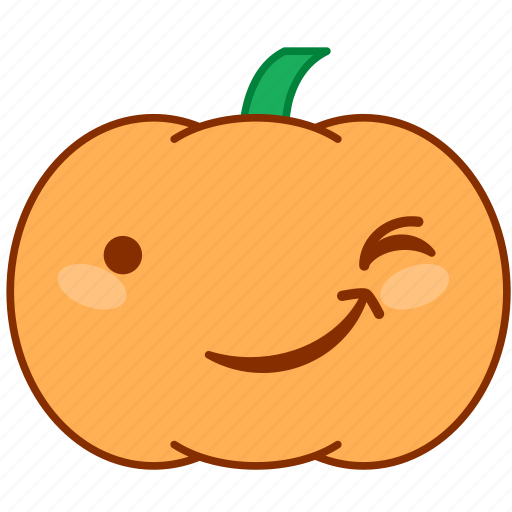 Emoticon, emotion, happy, pumpkin, smile, sticker, wink icon - Download on Iconfinder