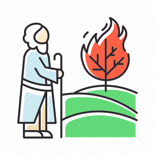 Biblical, burning, bush, moses, prophet, religion, story icon - Download on Iconfinder