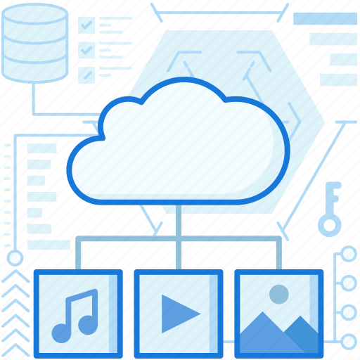 Cloud, data, database, media, multimedia, play, storage icon - Download on Iconfinder