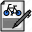 contract, bicycle, sports, exercise, pen 