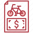 receipt, money, payment, bicycle, ehicle