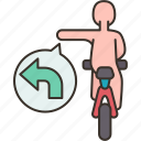 signal, hand, bicycle, riding, safety