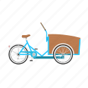 bicycle, bike, cargo bike, christiania, delivery bike, isolated 