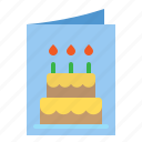 birthday, cake, candle, card, paper