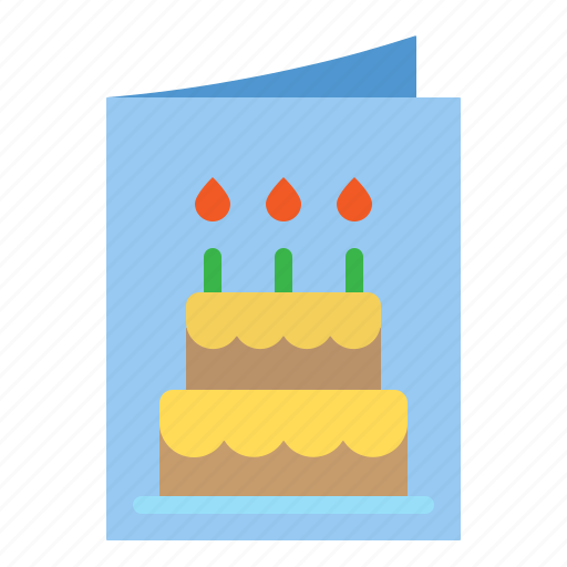 Birthday, cake, candle, card, paper icon - Download on Iconfinder