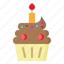 bakery, birthday, cake, candle, cup