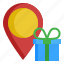 birthday, box, gift, location, point 