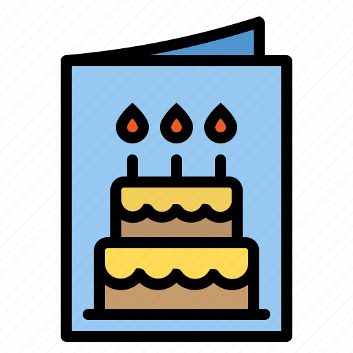 Birthday, cake, candle, card, paper icon - Download on Iconfinder