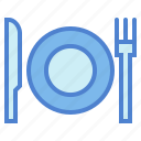 cutlery, dinner, dish, fork, knife, plate, restaurant
