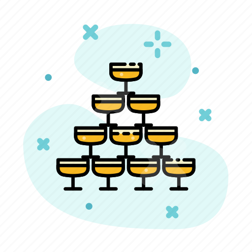 Alcohol, birthday, champagne, drink, glass, stack icon - Download on Iconfinder