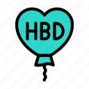 hbd, balloon, heart, party, celebration