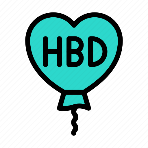 Hbd, balloon, heart, party, celebration icon - Download on Iconfinder