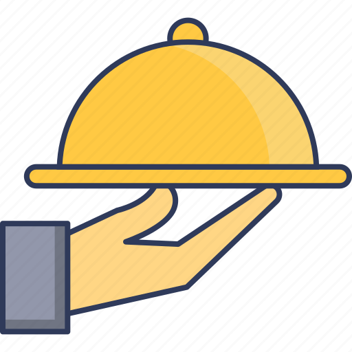 Cloche, dish, tray, cover, hand icon - Download on Iconfinder