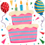 birthday, cake, balloons, celebration, birthday party 
