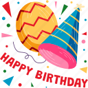 cone, hat, and, balloon, celebration, happy birthday