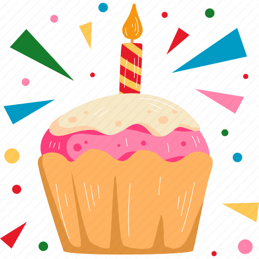 Cupcake, food, birthday, celebration sticker - Download on Iconfinder