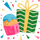 cupcake, and, giftbox, celebration, happy birthday