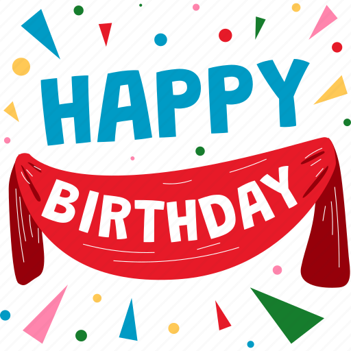 Happy, birthday, banner, birthday party, celebration sticker - Download on Iconfinder