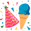 ice, cream, cone, and, hat, birthday party, celebration 