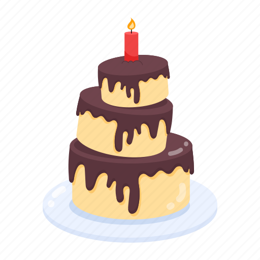 Tower cake, birthday cake, birthday dessert, chocolate cake, candle cake icon - Download on Iconfinder