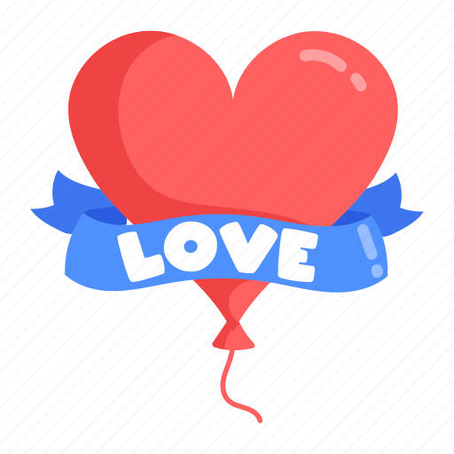 Party balloon, heart balloon, decorative balloon, helium balloon, valentine balloon icon - Download on Iconfinder