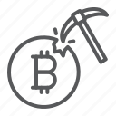 bitcoin, mining, cryptocurrency, coin, pickaxe, money, gold