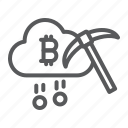 cloud, mining, cryptocurrency, pickaxe, bitcoin, money