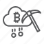 cloud, mining, cryptocurrency, pickaxe, bitcoin, money 