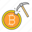 bitcoin, mining, cryptocurrency, coin, pickaxe, money, gold 