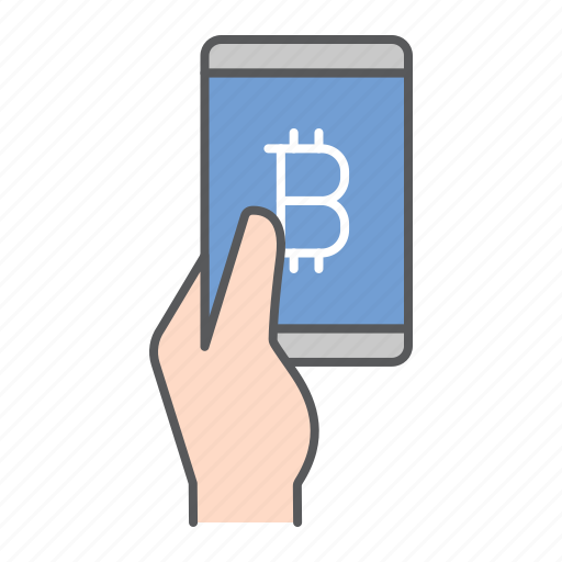 Bitcoin, mobile, pay, payment, hand, hold, smartphone icon - Download on Iconfinder