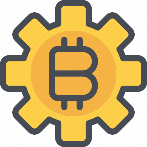 Bitcoin, currency, gear, money, process icon - Download on Iconfinder