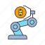 bitcoin, cryptocurrency, digital currency, electronic money, robot, robotic arm, transaction 