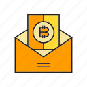 bitcoin, cryptocurrency, digital currency, electronic money, envelope, letter, money