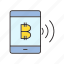 bitcoin, cryptocurrency, digital currency, electronic money, smart phone, transaction, wifi 