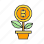 bitcoin, cryptocurrency, growth, invest, money, plant, seed 