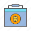 bitcoin, briefcase, business bag, cryptocurrency, digital currency, electronic money, money 