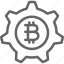 bitcoin, blockchain, cryptocurrency, gear, illustration, line, wheel 