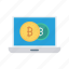 bitcoins, device, laptop, online, payment 