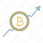 bitcoin, cryptocurrency, growth chart, increase, rate, statistics, up arrow 