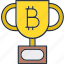 bitcoin, cryptocurrency, trophy, winner 