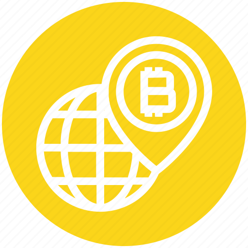 Bitcoin, cryptocurrency, global, globe, map pin, world, worldwide icon - Download on Iconfinder