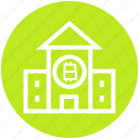 bank, bitcoin, building, business, cryptocurrency, house, money