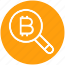 bitcoin, bitcoin icon, find, magnifier, magnifier icon, search, zoom