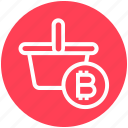 basket, bitcoin, cart, cryptocurrency, mining cart with bitcoin, shopping, shopping cart